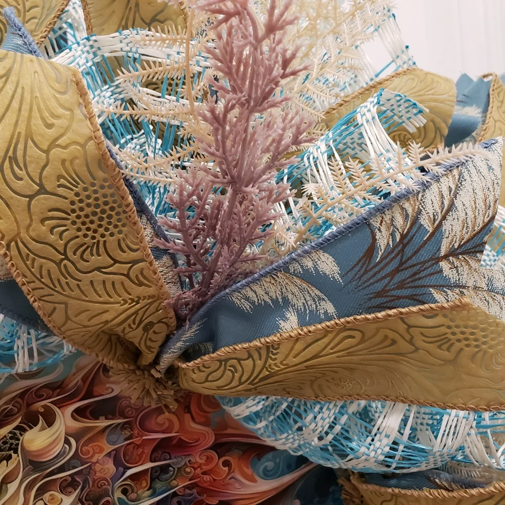 Seahorse Poly Deco Mesh Nautical Wreath Home Decor